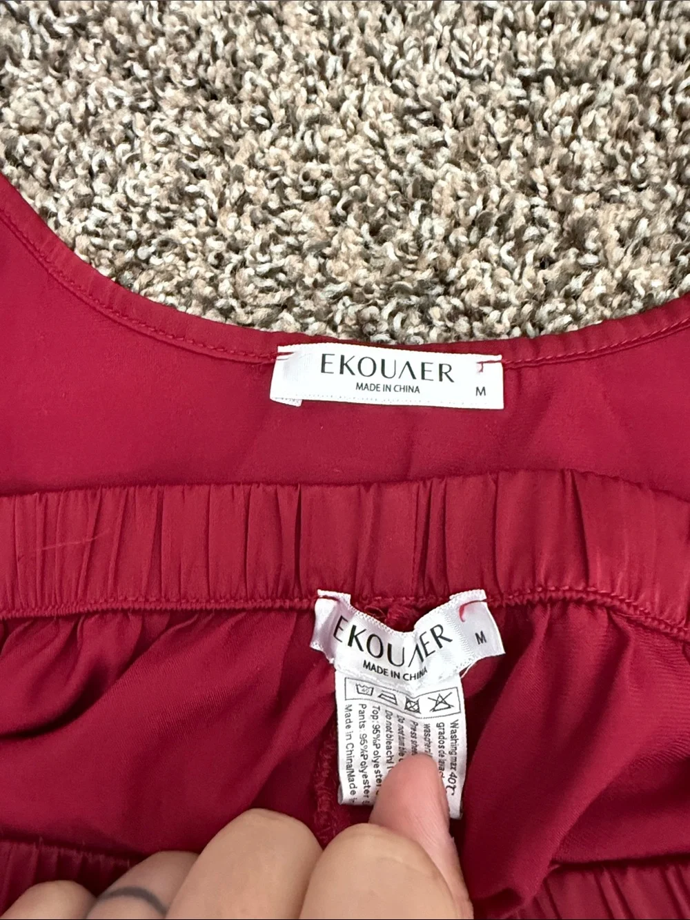 Silky Wine Red Tank & Shorts Sleep Set